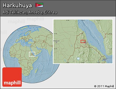 Savanna Style Location Map of Harkuhuya, hill shading