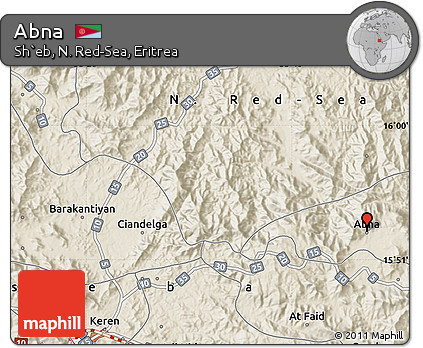 Shaded Relief Map of Abna