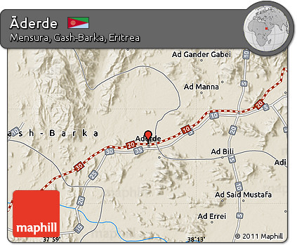 Shaded Relief Map of Āderde