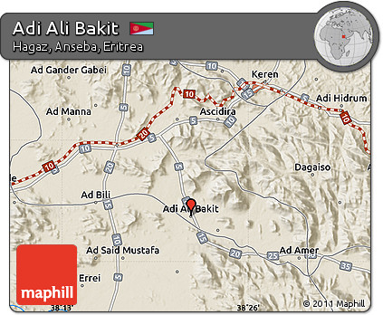 Shaded Relief Map of Adi Ali Bakit