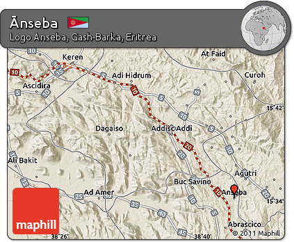 Shaded Relief Map of Ānseba