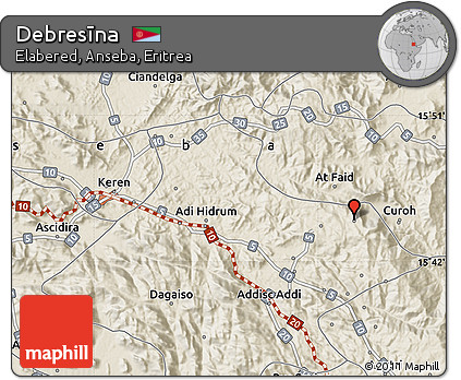 Shaded Relief Map of Debresīna