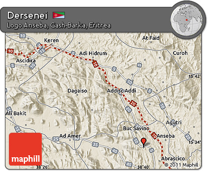 Shaded Relief Map of Dersenei