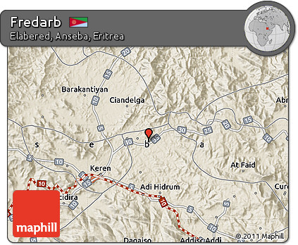 Shaded Relief Map of Fredarb