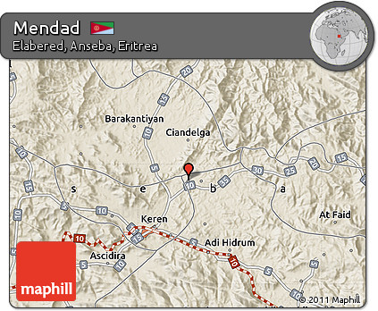 Shaded Relief Map of Mendad