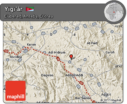 Shaded Relief Map of Yigi'ār