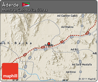 Shaded Relief Map of Āderde