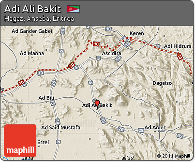 Shaded Relief Map of Adi Ali Bakit