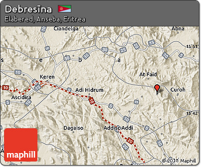 Shaded Relief Map of Debresīna