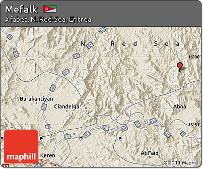 Shaded Relief Map of Mefalk