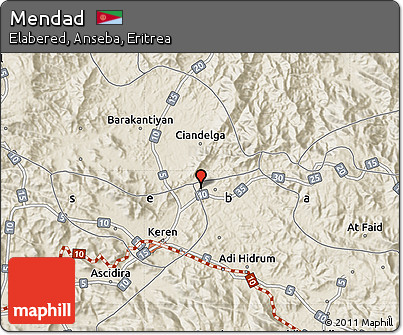 Shaded Relief Map of Mendad