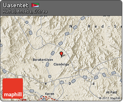 Shaded Relief Map of Uasentet
