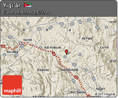 Shaded Relief Map of Yigi'ār