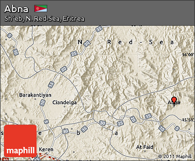 Shaded Relief Map of Abna