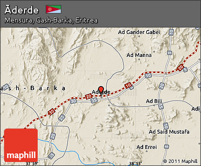 Shaded Relief Map of Āderde