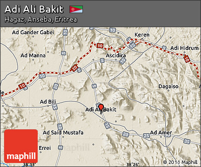 Shaded Relief Map of Adi Ali Bakit