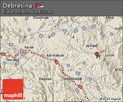 Shaded Relief Map of Debresīna