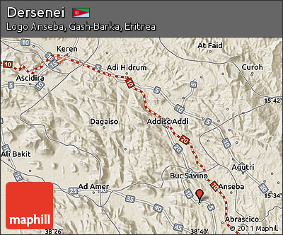 Shaded Relief Map of Dersenei