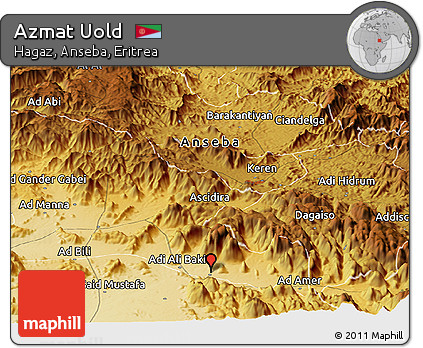 Physical Panoramic Map of Azmat Uold