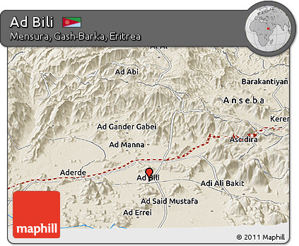Shaded Relief Panoramic Map of Ad Bili