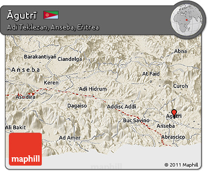 Shaded Relief Panoramic Map of Āgutrī