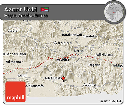 Shaded Relief Panoramic Map of Azmat Uold