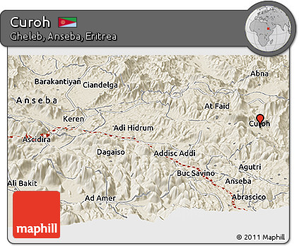 Shaded Relief Panoramic Map of Curoh