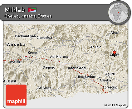Shaded Relief Panoramic Map of Mihlab