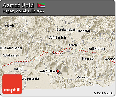 Shaded Relief Panoramic Map of Azmat Uold