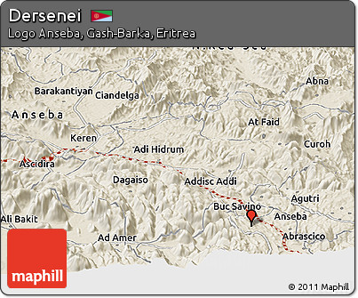 Shaded Relief Panoramic Map of Dersenei
