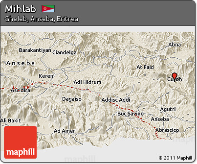 Shaded Relief Panoramic Map of Mihlab
