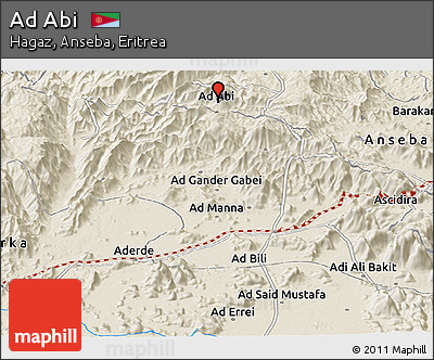 Shaded Relief Panoramic Map of Ad Abi