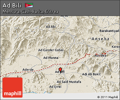 Shaded Relief Panoramic Map of Ad Bili