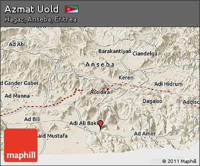 Shaded Relief Panoramic Map of Azmat Uold