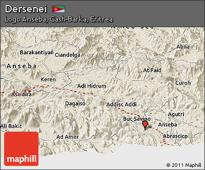 Shaded Relief Panoramic Map of Dersenei