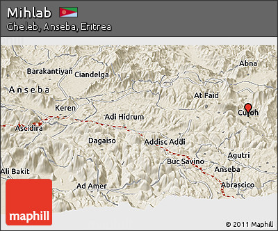 Shaded Relief Panoramic Map of Mihlab