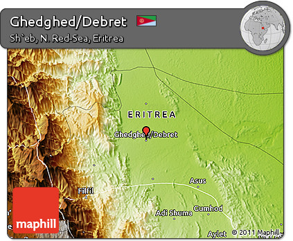 Physical 3D Map of Ghedghed/Debret