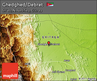 Physical 3D Map of Ghedghed/Debret