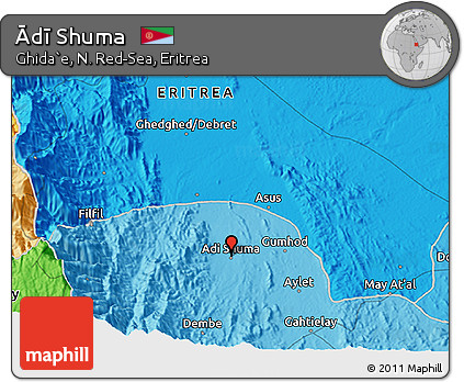 Political 3D Map of Ādī Shuma