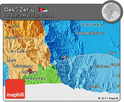 Political 3D Map of Dek'ī Zer`u