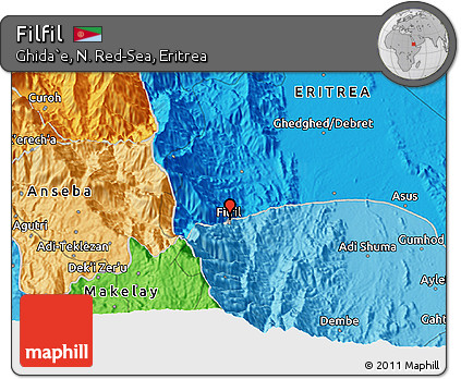 Political 3D Map of Filfil