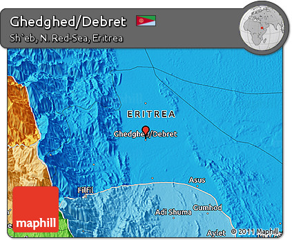 Political 3D Map of Ghedghed/Debret