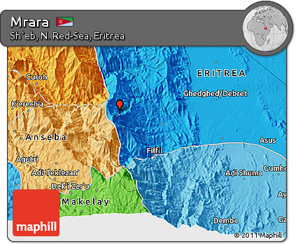 Political 3D Map of Mrara