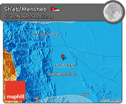 Political 3D Map of Sh'eb/Mensheb