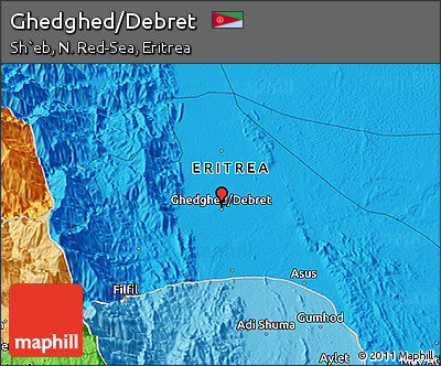 Political 3D Map of Ghedghed/Debret