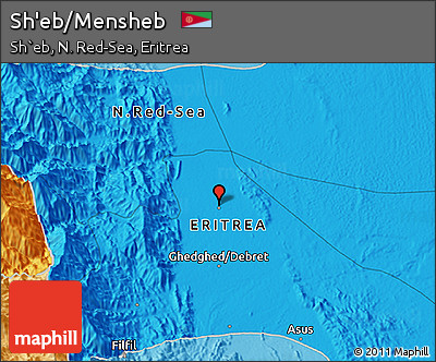 Political 3D Map of Sh'eb/Mensheb