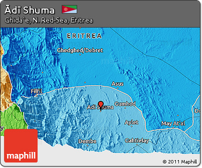 Political 3D Map of Ādī Shuma