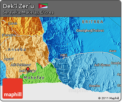 Political 3D Map of Dek'ī Zer`u