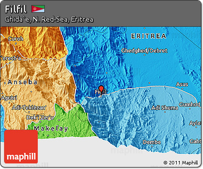 Political 3D Map of Filfil