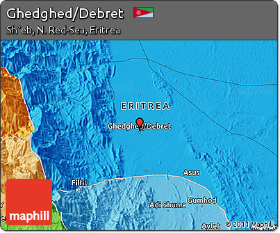 Political 3D Map of Ghedghed/Debret
